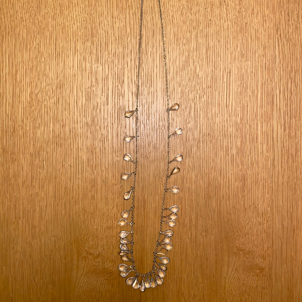 Long Necklace With Clear Crystals